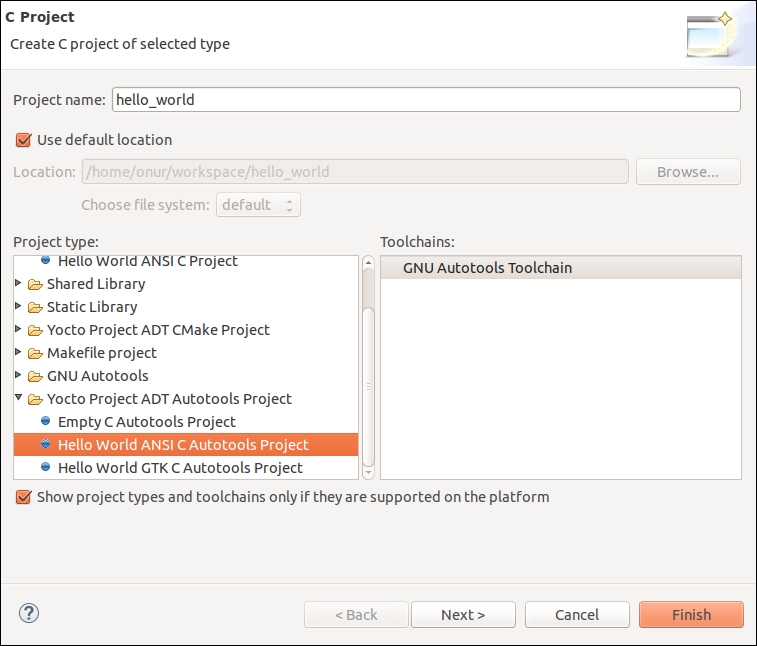 Creating a sample C project in the Eclipse IDE