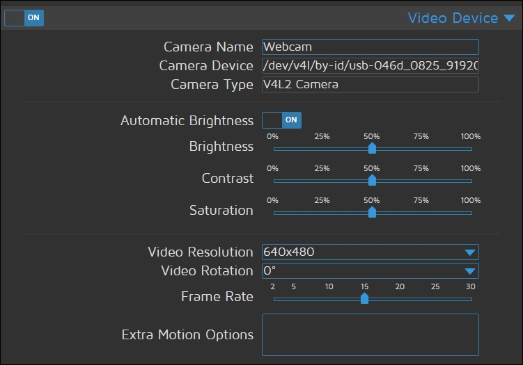 Creating a motion detection configuration