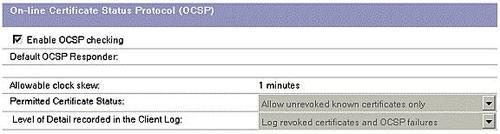 Certificate revocation checking through the Online Certificate Status Protocol (OCSP)
