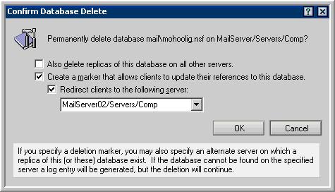 Redirecting when databases are deleted