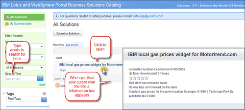 Adding a Gas Price widget from the IBM Greenhouse catalog