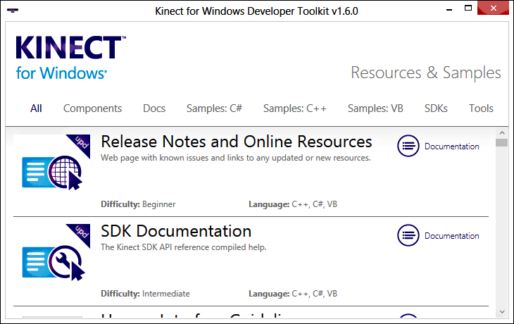 The Kinect for Windows Developer Toolkit
