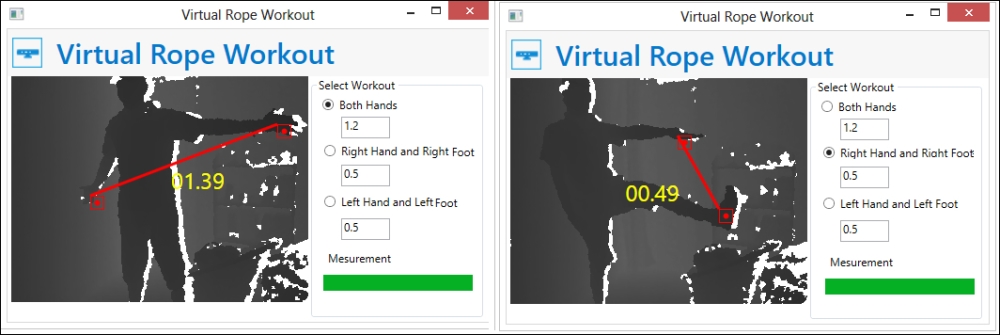 A virtual rope workout application