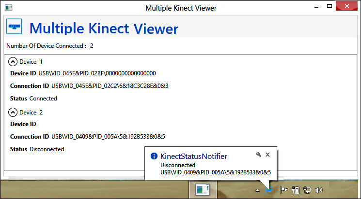 Integrating with KinectStatusNotifier
