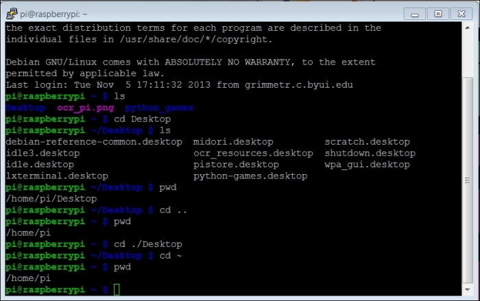 Basic Linux commands on Raspberry Pi