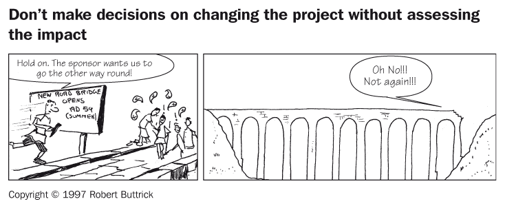 Don’t make decisions on changing the project without assessing the impact