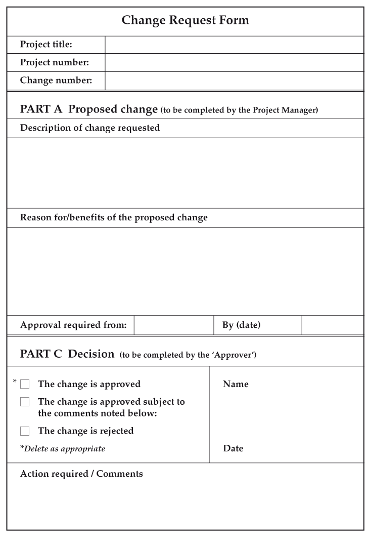 Figure 25.4 A change request form (page 1)