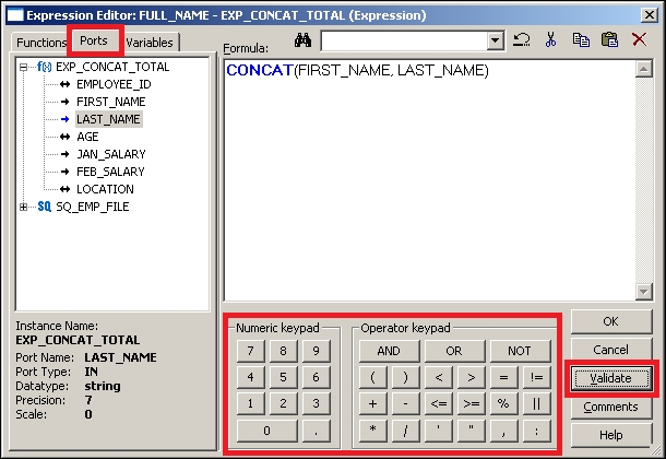 Using the expression editor