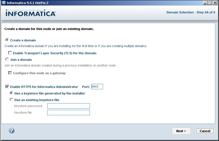 Configuring the domain and node