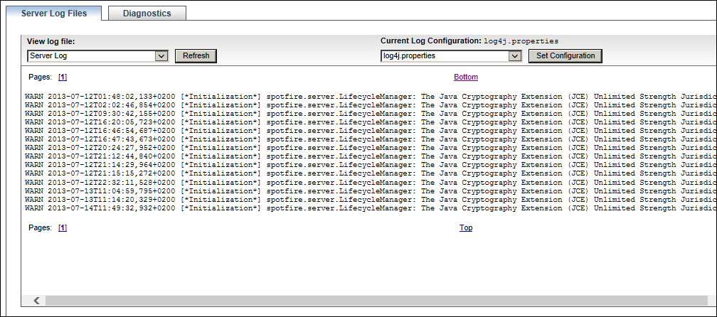 Opening logs and diagnostics