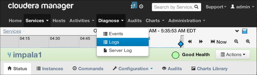 Impala log analysis using Cloudera Manager