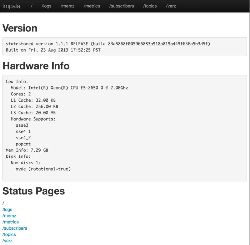 Using the Impala statestore web interface