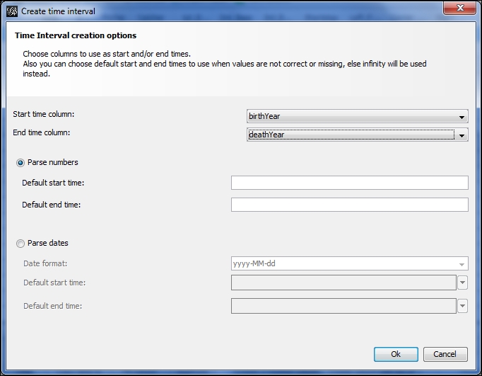 Creating time intervals in an existing project