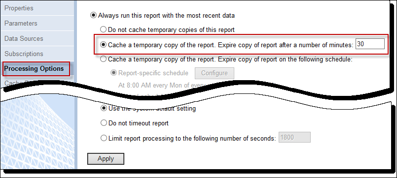 Cached reports