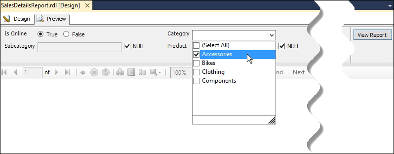 Populating a drop-down parameter with a dataset