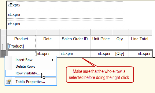 Implementing Drilldown with row visibility