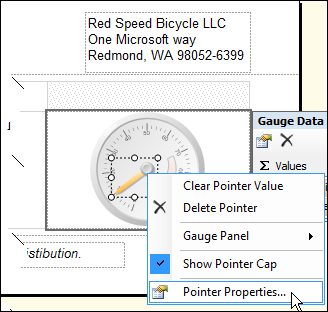 Configuring the pointer of a gauge