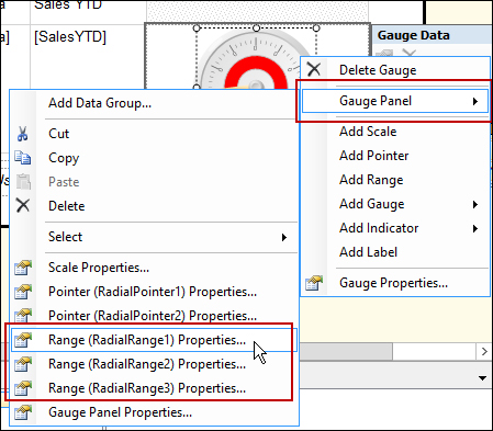 Defining a range of the gauge