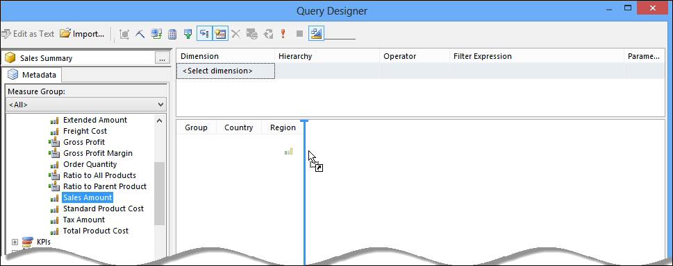 Building a dataset using the query designer