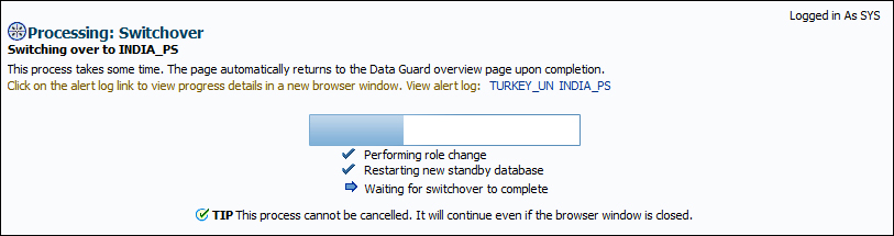 Time for action – switchover with a physical standby using EM Cloud Control