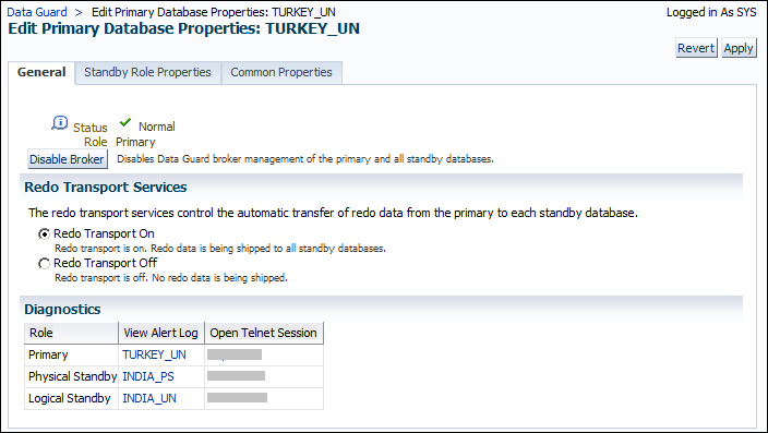 Modifying the Data Guard configuration