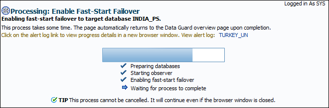 Time for action – enabling/disabling fast-start failover