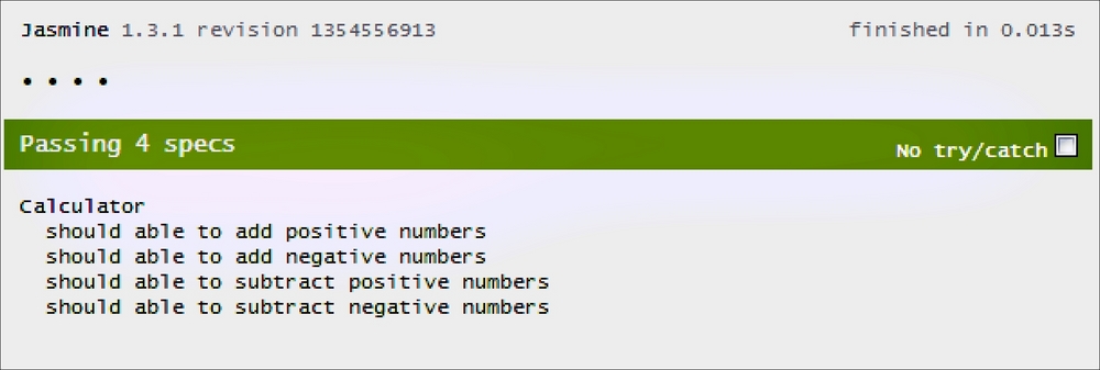 Test specs with Jasmine