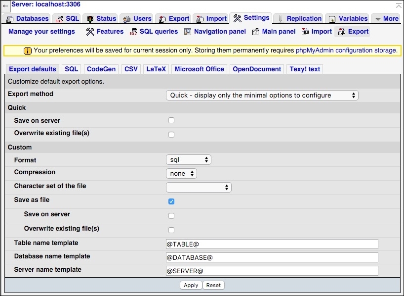 Database backup