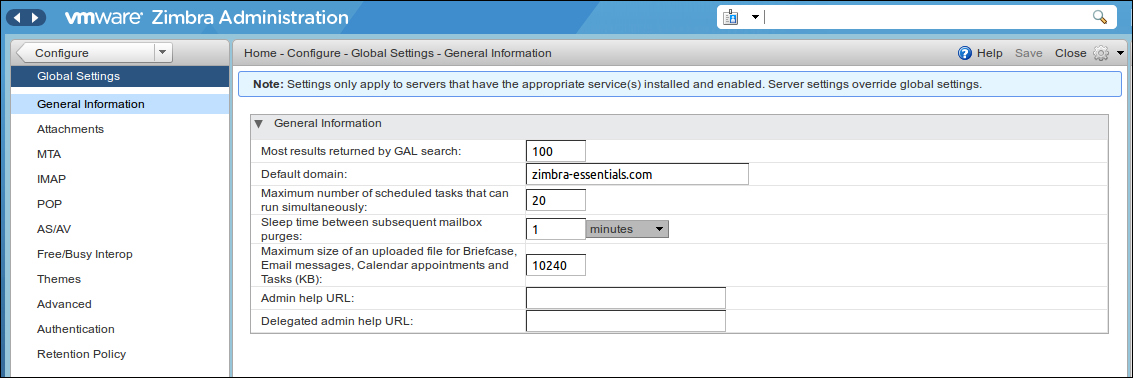 General global settings