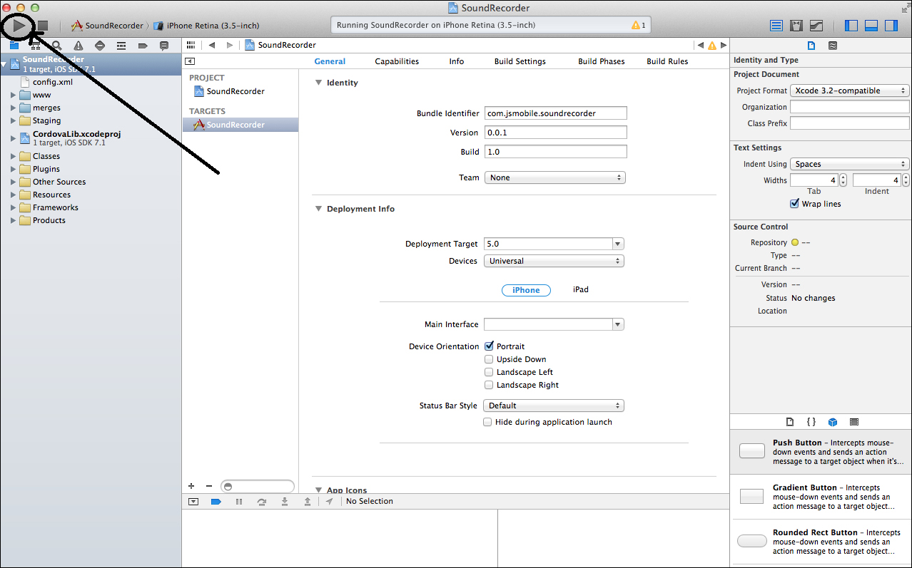 Importing the Sound Recorder application into Xcode