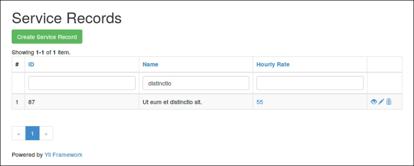 An overview of the generated CRUD UI