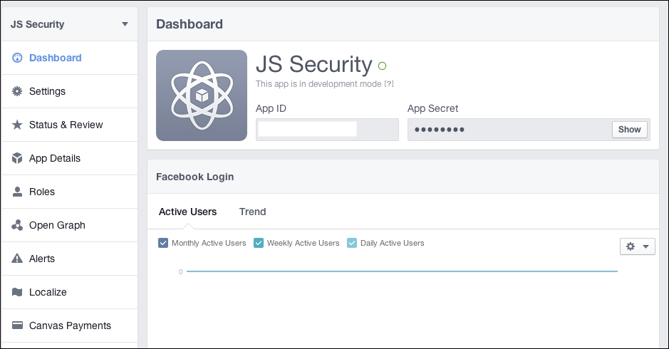 Creating your own app ID and app secret – OAuth-styled