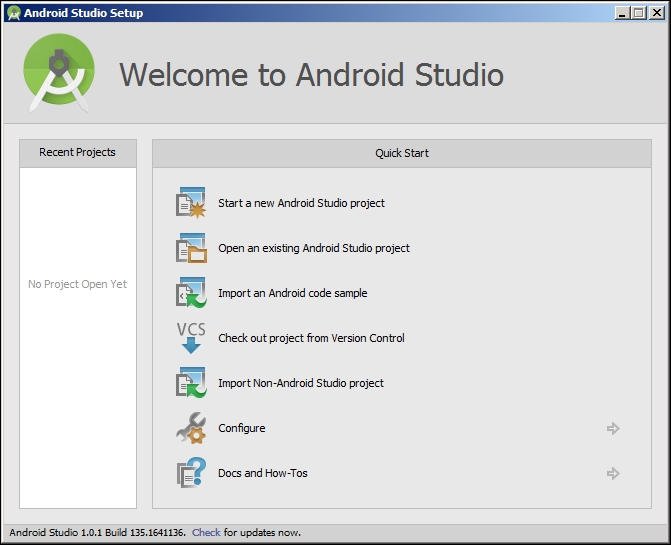 Time for action – installing Android SDK and NDK on Windows