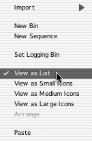 Viewing Project Elementsbinsviewing project elementsBrowserviewing project elementsiconsfor project elementsprojectsviewing elementsView as IconsView as List optionview optionsproject elements