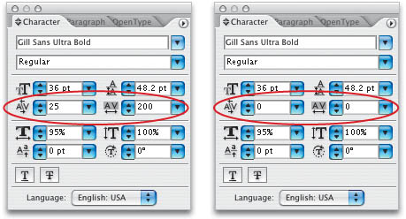 Reset Kerning and Tracking