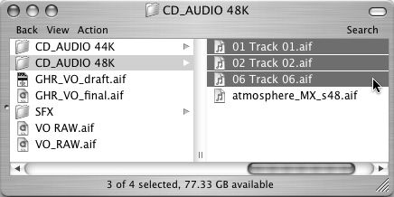 iTunes converts your CD audio tracks into 48-kHz AIFF files and places them in the specified folder.