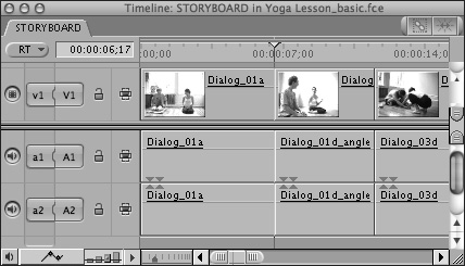 The sequence assembles clips in storyboard order.
