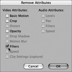 Select the attributes you want to remove; then click OK.