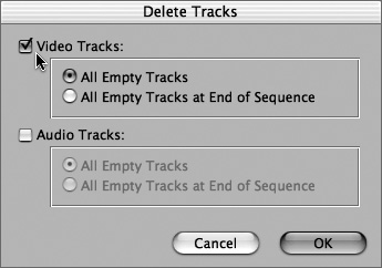 Click the appropriate check box to specify the track type you’re deleting.
