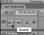 To disable a track, click the Source control to disconnect the target indicator of the track before you perform your edit.