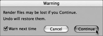 If making a track invisible will cause a loss of render files, you’ll see this warning. You can turn off the warning on the Editing tab of User Preferences.