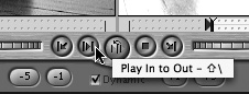 Review your trim by clicking the Play In to Out button to play from the beginning of the incoming clip to the end of the outgoing clip.
