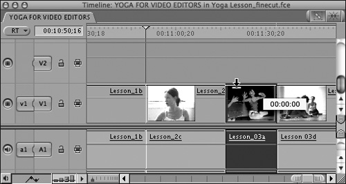 Drag the Timeline clip from its current sequence location to the edit point at the new location.