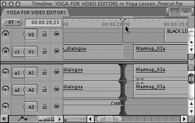 The edit extends the duration of all the selected clips to match that of the longest clip.