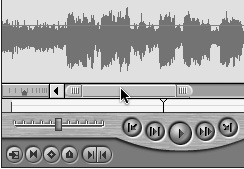 Drag the Zoom slider across the scroll bar to navigate through an audio file. This control doesn’t move the playhead, just the view.