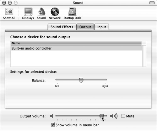 The Macintosh’s Sound preferences pane.
