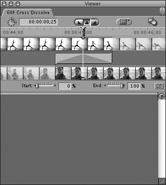 The Transition Editor with Thumbnail Display set to Filmstrip.