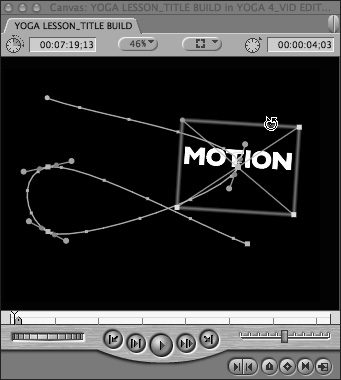 Motion keyframes appear on the wireframe overlay in the Canvas (or the Viewer) when Image+Wireframe mode is enabled.