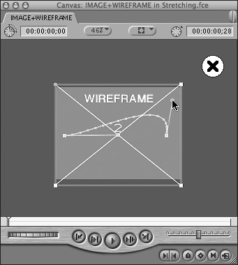 You can also adjust motion properties graphically, using the Canvas wireframe overlay.