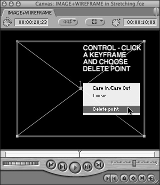 To delete the keyframe, Control-click it and choose Delete Point from the shortcut menu.